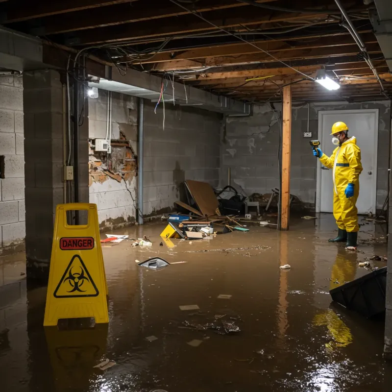 Flooded Basement Electrical Hazard in Harrisonville, MO Property