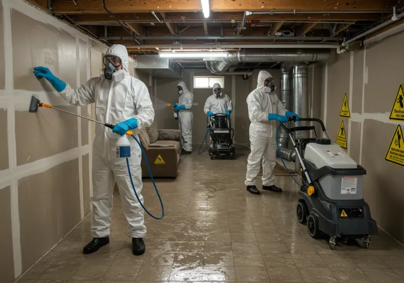 Basement Moisture Removal and Structural Drying process in Harrisonville, MO